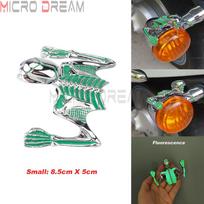 Skeleton Skull Chrome Statue Fender Visor Ornament 85mm 7 inch 7  Headlight 5.75  Headlamp Visor Trim For Harley Sportster Dyna Small Chrome Green