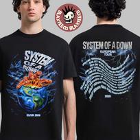 System Of A Down EU And UK 2026 Tour Merch The Hand Over Globe With Dates Back Two Sided T-Shirt L gray