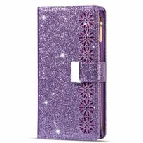 Glitter for iPhone18/17/16/15 promax apple xr flip phone case 6s leather case 7/8plus other phone models violetinė