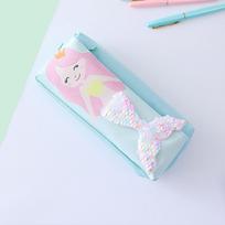 Portable Mermaid 3D Fish Tail Pen Bag Large Capacity Double-layer Pencil Case Waterproof Stationery Organizer School Office