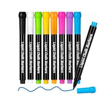 8 magnetiniai sausai trinami žymekliai, trinami baltos lentos žymekliai su trintuku, LED fluorescenciniai rašikliai stiklui, skysti kreideliai gray