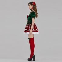 Halloween, Christmas elf green cos costume dress stage costume M black