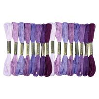 2 Bags 6-Ply Cotton Embroidery Floss Cross-stitch Threads for DIY Sewing Purple 1.2mm about 8.20 Yards(7.5m)/skein 8 colors 1 skein/color 8 skeins/bag