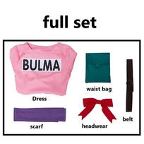 Anime Bulma Cosplay Kostiumas Rožinė Suknelė Uniforma perukas Kawaii Mergaitės Pilnas Rinkinys Apranga Helovino Šventė Kaukolių Šventė Suaugusioms Moterims XL pink
