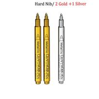 Brush Metallic Craftwork Pen Silver/Gold Permanent Acrylic Paint Pens Markers for Rock Painting 1-5MM Soft/Hard Nib Art Supplies