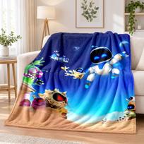 Astro Bot Flannel Throw Blanket Soft Warm Cozy For Sofa Bed Indoor Home Bedroom Use 80cmx120cm