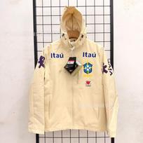 2026 Brazil Football Star Hooded Windbreaker Thin Loose Sport Jacket Men M beige