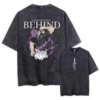 Fushiguro Toji Printed Tee Jujutsu Kaisen Anime Shirt Washed Cotton Manga Tshirt 110 gray