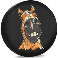 Funny Horse Face Spare Tire Cover Polyester Waterproof Dust-Proof RV SUV Trailer Accessory 15inch