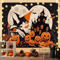 Halloween Backdrop Fabric, Event Hanging Fabric, Bedroom Decorative Wall Hanging 100*70cm
