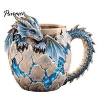 Detailed Baby Dragon Sculpture Fantasy Egg Mug, Stainless Steel Liner 3D Relief Handcrafted Magical Tea Mug Coffee Cup, Realistic Resin Desktop C