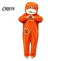 Unisex Onesie Pajamas Big Mouth Creature Pajamas, Halloween Pumpkin Fleece Hooded One Piece Sleepwear Loungewear L oranžinė