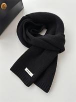 Gryna kašmyro vilna  australietiška skara Unisex Šilta vienspalvė megzta žiemai Classic black,160*20cm black