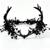 Gotikinio stiliaus ragų karūna Rankų darbo miško vynmedžio vainikas Cosplay galvos apdangalas Helovino Cosplay apranga juoda