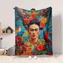 1Pc Frida Kahlo'S Floral Crown Blanket Soft And Comfortable Casual Warm Camping Travel Christmas Halloween Xmas Gift M92445 180cmx230cm