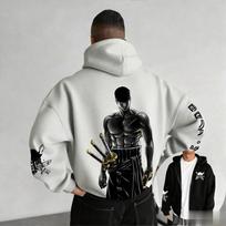 Anime one piece zoro Oversized Vintage Zipper Hoodie Men Women new Autumn Sweatshirt Jacket Casual Long Sleeves Tops Streetwear XL gray