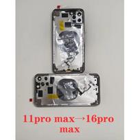 Korpusas iPhone 11 Pro Max, panašus į 16 Pro Max korpusą, 11 Pro Max į 16 Pro Max galinis dangtelis, DIY galinis dangtelis, korpusas, baterijos vidurinis rėmelis 11PM to 16PM Gold gray