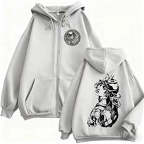 Anime Jojo keisti nuotykiai Plieninio kamuolio bėgimas Užtraukiama striukė su gobtuvu Retro Manga Diego Brando Užtraukiama striukė Vyriškos Vintažinės didelio dydžio striukės su gobtuvu XL gray