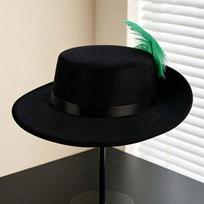 Artificial Feather Feather Stage Cap Wide Brim Masquerade Headwear Cavalier Top Hat  Party Style 4