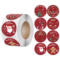 Christmas Cartoon Gift Tag Stickers - Festive Adhesive Seals for New Year Cards & Gift Wrapping white