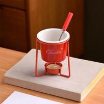 Heat-resistant Chocolate Melting Cup Detachable Ceramic Mug Fondue Cup  Outdoor Recreation raudona