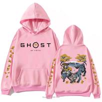Ghost of Yotei Hoodie Men Women Harajuku Game Merch Tops Oversized Streetwear Hip Hop Sweatshirt Gift Pullover Tracksuit Female Male Clothing M pink