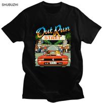 Japanese Arcade Racing Video Game Out Run T Shirt Men Short Sleeve Vintage 80s Console Gaming T-shirt OutRun Tshirt Cotton Tee 4XL gray