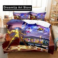 3D Print Fashion Anime Saint Seiya Bedding Set Boys Girls Twin Queen Full Size Duvet Cover Pillowcase Bed Adult Bedroom EU Single 90x200cm