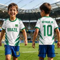 Vaikų sportinis kostiumas Futbolo marškinėliai Neymar #10 spaudinys Marškinėliai+Šortai Rinkiniai Brazilijos Fano Kostiumas Sportiniai Vaikams/Suaugusiems 2 dalių apranga 130