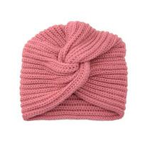 Women's Knitted Turban Hat Bohemia Cashmere Cross Wrap Head Lndian Wool Bonnet Turbante Cap rožinė