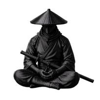 Tea Room Zen Decoration Japanese Samurai Warrior Statue, 3D Printed Ninjas Figurine, Sit in Meditation Entrance Hall Statuette Sculpture for juoda