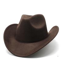 Western Cowboy Hat Black Wool Felt Fedora For Men And Women Sun Protection Color E black