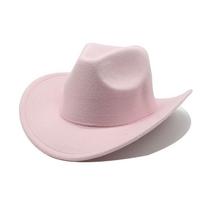 Western Cowboy Hat Black Wool Felt Fedora For Men And Women Sun Protection Color L white