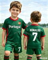 26 berniukai Ronaldo Nr.7 Futbolo marškinėliai Šortai Rinkinys Moterys Vyrai Harajuku PORTUGALIJA Gerbėjai Marškinėliai Šortai Rinkinys Vaikai Sportinis kostiumas 2 dalių rinkinys 150CM beige