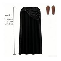 Cloak with Wrist Guards Wizard Costume Clasp Knight for Themed Events M juoda