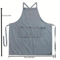 Denim Apron Heavy-Duty Cotton Canvas, Stain-Resistant, Adjustable Bib Waist Perfect for Kitchen Cooking, Baking One Size