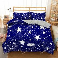 Star Printed Bedding Set Queen Size Galaxy Duvet Cover Set Boy Fantasy Universe Comforter Cover Ultra-Soft Polyester Quilt Cover EU Single 135x200cm