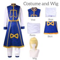 Anime Manga Medžiotojas X Medžiotojas Kurapika Cosplay Kostiumas Perukas Pirštai Žiedai Grandinėlė Auskarai Anime Uniformos Helovino Šventės Apranga XXL blue