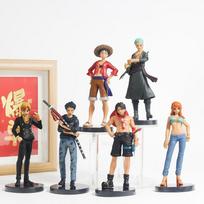 6 vnt. Anime One Piece figūrėlės Monkey D. Luffy Roronoa Zoro Sanji Veiksmo Modelis PVC Darbalaukio Statulėlė Ornamentas Kolekcija Žaislai Dovanos beige