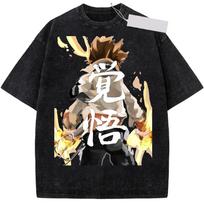Washed Tee Katekyo Hitman Sawada Tsunayoshi Wash Cotton T shirt Japan Anime vintage Washed streetwear Summer Cartoon Casual fashion Tshirt oversize 4XL