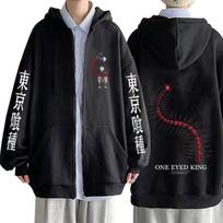 Anime Tokyo Ghoul Centipede Zipper Hoodie Kaneki Ken One Eyed King Graphic Zip Up Jacket Coat Men Women Clothing Manga Hoodies M juoda