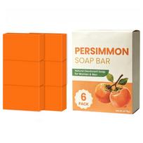 Persimmon Soap Bar, Natural Deodorant Body Odor Control Deep Cleansing Refreshing Soap, 100g For Men & Women 6pcs