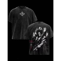 Unisex BLEACH Zaraki Kenpachi Manga Vintažiniai skalbti didelio dydžio marškinėliai Vasaros laisvalaikio trumparankoviai gatvės aprangos viršutiniai drabužiai, Harajuku stilius 3XL black
