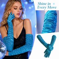 Women's Mid-Length Stretch Full Finger Gloves for Stage Party Costume One Size brown