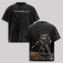 Titanfall 2 BT-7274 Mecha Vintage Acid Wash T-Shirt | Premium Heavyweight Distre L black