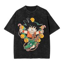 Dragon Ball Z Merry Kakaroto Washed T Shirt Streetwear Hip Hop Vintage T-Shirts Christmas Tee Shirt for Men Cotton Oversize L