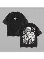 Naruto Gaara T-shirt Love Shukaku Retro Washed Street Wear Super Large Retro 3XL gray