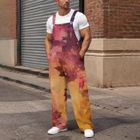 Men's Loose Fit Cargo Bib Overalls Wide Leg Jumpsuit with Multi-Function Utility Pockets XXXL oranžinė