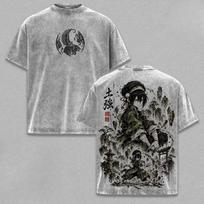 Avatar The Last Airbender Toph Beifong Graphic Tshirt Men Women Clothing Short Sleeve Cotton T-shirts Vintage Washed Streetwear XXL gray