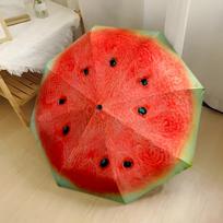 Watermelon Slice With Seeds Outdoor Automatic Umbrella Compact Durable 8Rib Design Durable Plastic Iron Travel Essential Elegant Women'S Umbrella sans red